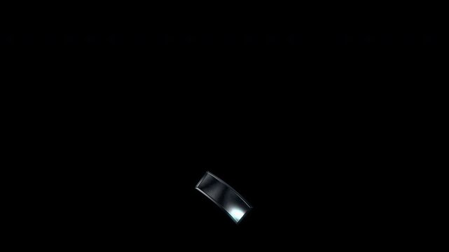 Silver metallic "読点". Alpha channel. Seamless loop video