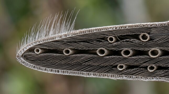 Macro view of a plant leaf cross section showing unique internal structures.