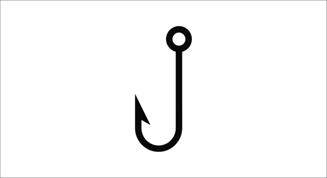 Fishing hook silhouette on a white background