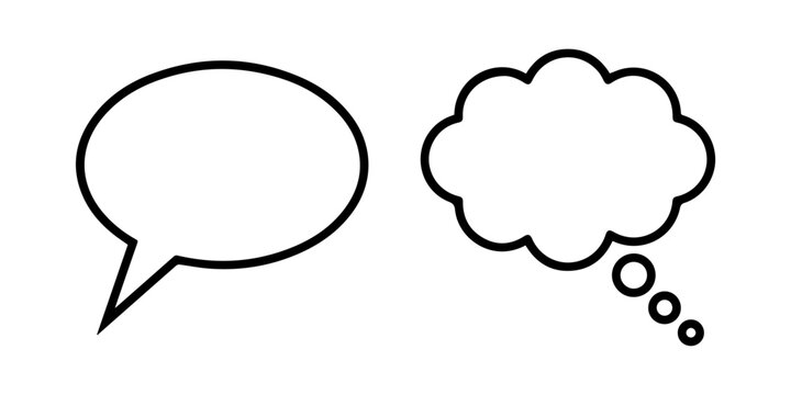 Two black and white comic speech bubbles