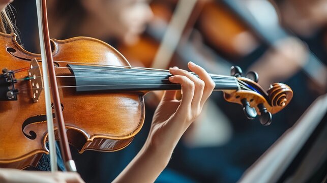 Captivating Symphony Orchestra Performance at Sunset, Showcasing the Passion of Music and Artists