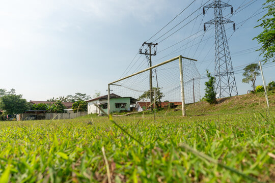 A typical casual soccer field found in suburban or rural areas. Similar fields are often used for local village leagues or impromptu matches.