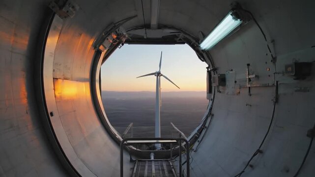 Inside view of a wind turbine.