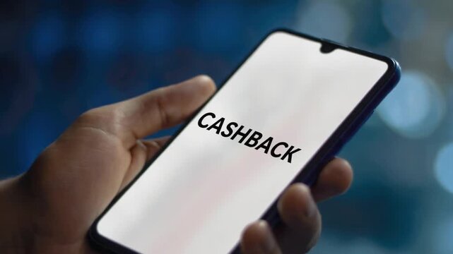 Mobile phone with the text "cashback".