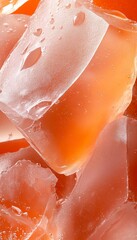 Fototapeta premium Close-Up View of Chewy Frosted Persimmon Fruit with Amber Tones and Leather Details for Culinary Use