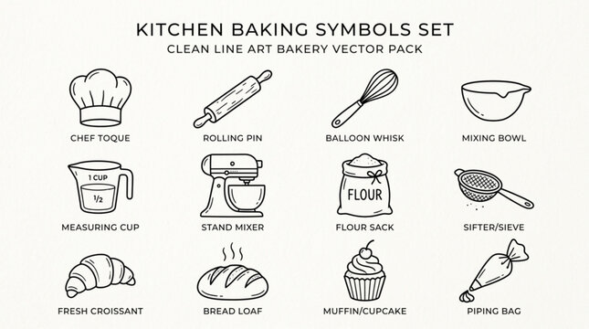Kitchen Baking Symbols Set Illustration.