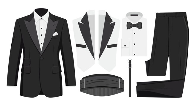 Classic Black Tuxedo Suit Set with Formal Accessories