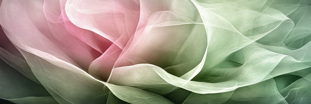Elegant Swirling Layers with Soft Light and Gentle Hues, Subtle Pink and Green Gradient Design