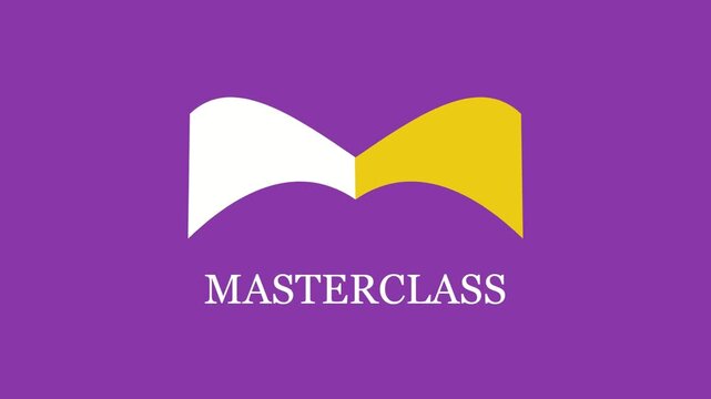 3D render of masterclass education concept with open book symbol on purple background creating learning animation designed for academic visuals and video overlays