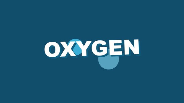 3D render of oxygen typography with minimal circular shape on blue background creating healthcare and science animation designed for medical visuals and video overlays