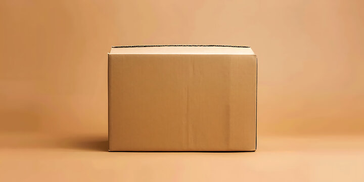 Plain Cardboard Box on Beige Background