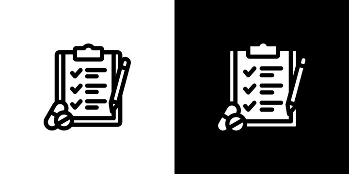 Medication Management Rx icon concept with flat Black White Background. Vector illustration.