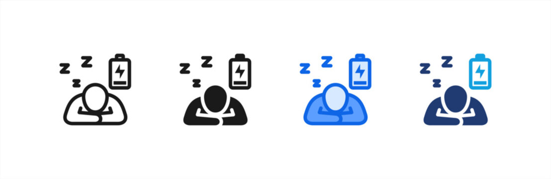Fatigue Sleepy Fatigue icon multiple style collection. Vector illustration.