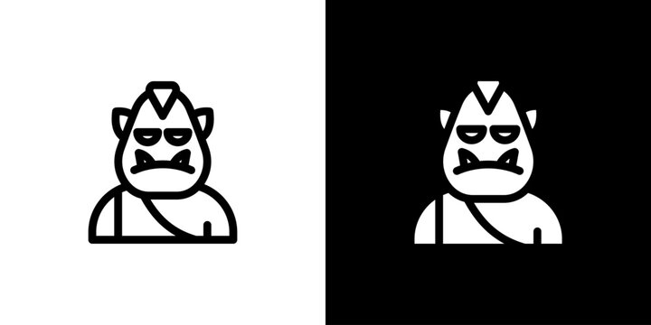 Orc Goblin icon concept with flat Black White Background. Vector illustration.