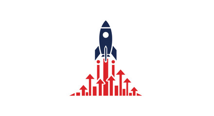 Rocket Ship Launching into Sky. © Laga