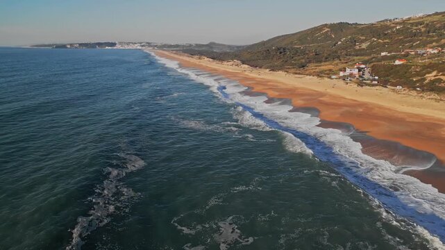 Picturesque Beach Landscapes, Atlantic Coastlines, Travel Tourism, Praia Do Salgado, Portugal, Europe