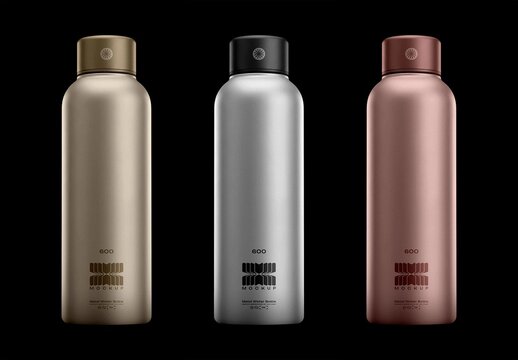Metal Water Bottle Mockup &ndash; Isolated Branding Presentation (PSD)