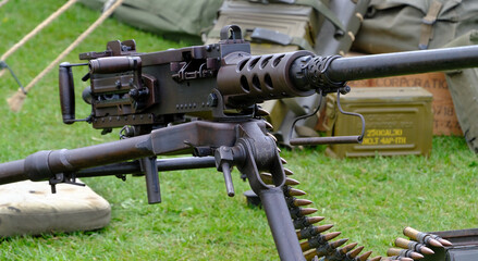 Obraz premium The M2 machine gun or Browning .50-caliber machine gun (informally, 
