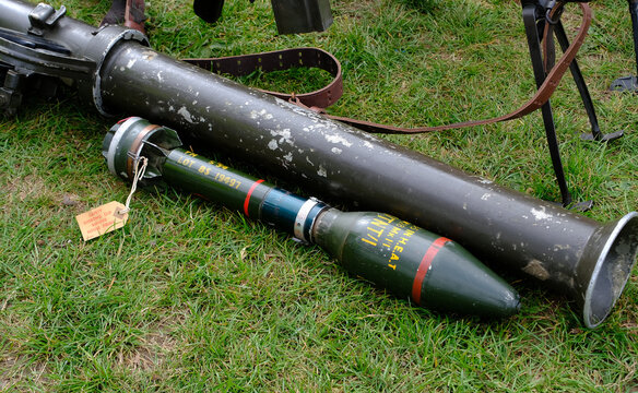 The bazooka is a man-portable, recoilless rocket-propelled anti-tank weapon first used by the US Army during World War II. It fires high-explosive anti-tank (HEAT) rockets to destroy armored vehicles 