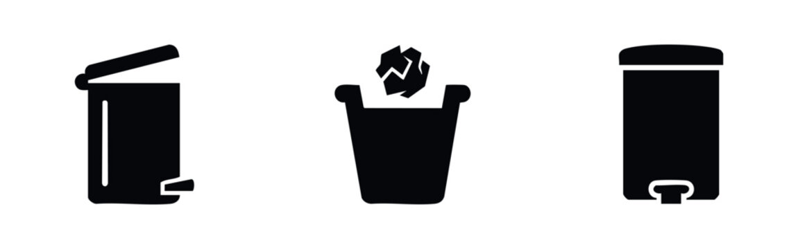 Garbage bin and trash can icons for waste management and sanitation concepts