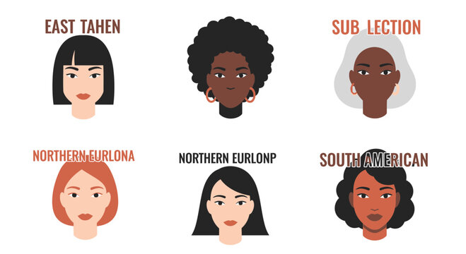 Diverse female avatar portraits representing global multiculturalism