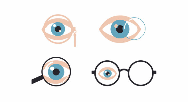 Human eye icons for vision care and optical correction tools