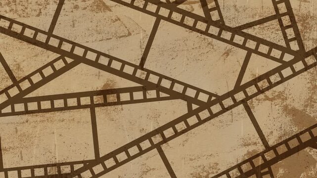 古い映画風の演出・映画フィルムが重なり合う・画面がちらつくヴィンテージ背景・レトロなフィルムノイズとテクスチャ
