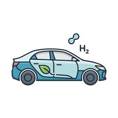 Fototapeta premium Hydrogen fuel cell electric car with H2 molecule