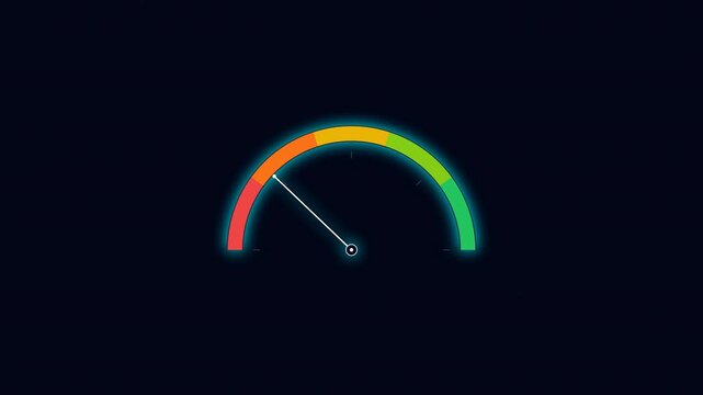 Economic inflation gauge needle fluctuating across a colorful scale in a digital financial dashboard with cinematic shot for business news reporting