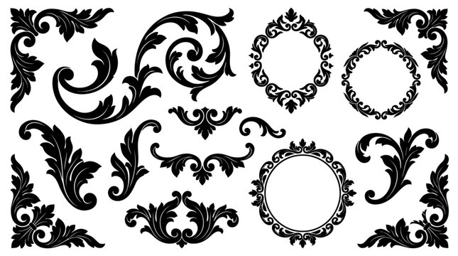 Ornate floral design elements and frames.
