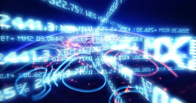 World economy concept with digital earth and financial data. Business And Finance Related 3D Animation.