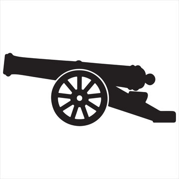 Historical cannon with large wooden wheels and barrel