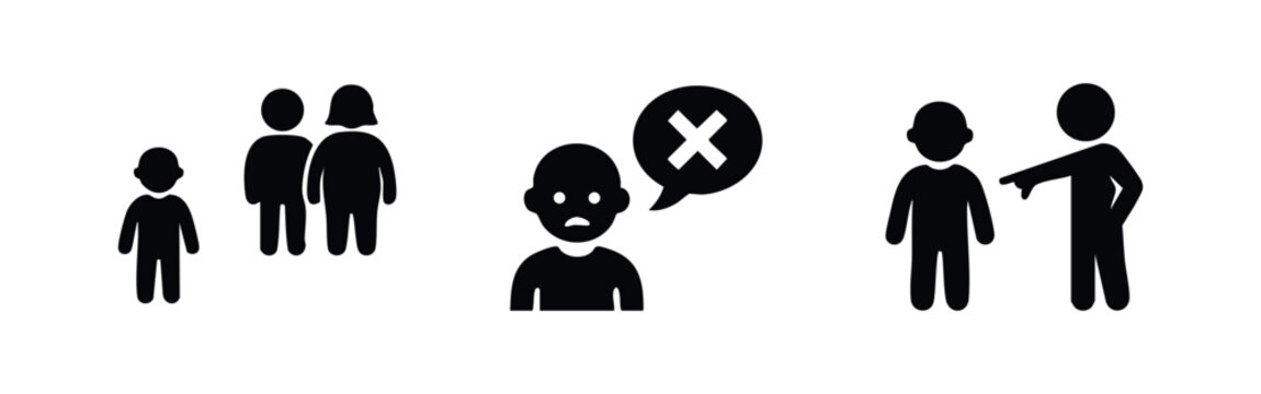 Social Exclusion and Bullying Icons - Discrimination and Rejection