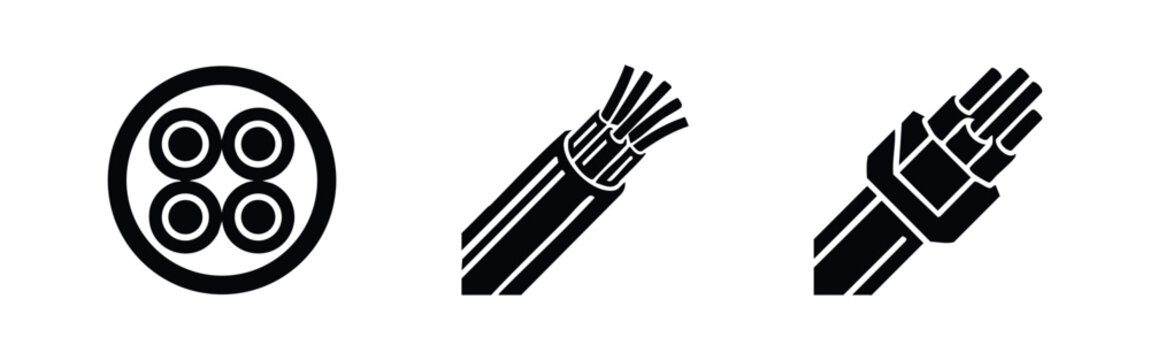 Electrical and Fiber Optic Cable Connection Icons