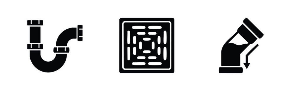 Plumbing Drain and Pipe System Icons