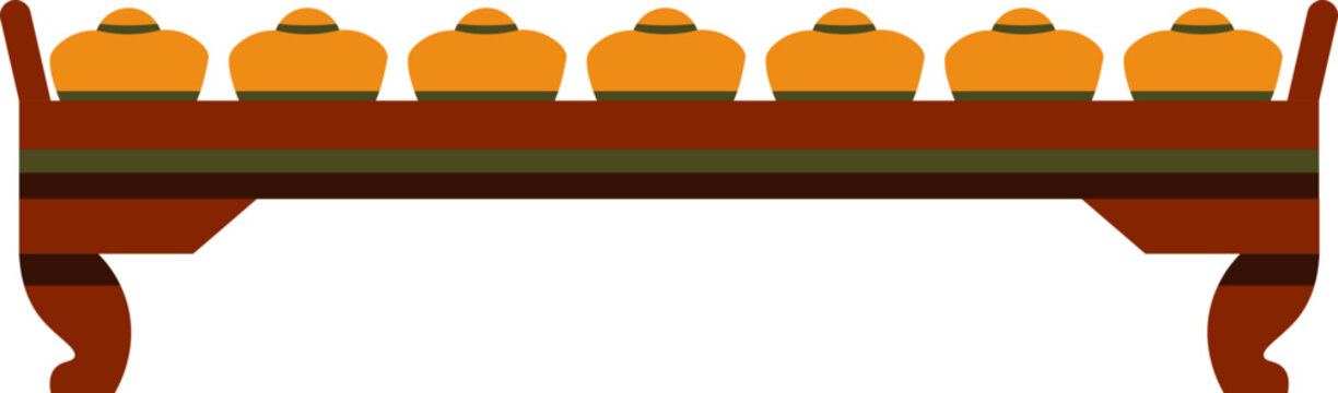 Traditional Indonesian Bonang Gamelan Illustration
