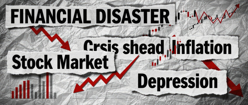 Financial Disaster Stock Market Crisis Inflation Depression Economic Downturn.
