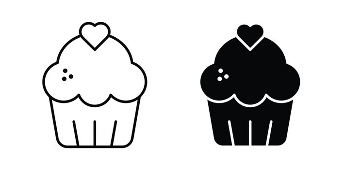 Cupcake icon for ui and web, Vector pictogram