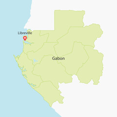 Fototapeta premium Vector graphic artwork suitable for print and web containing flat detailed map of GABON