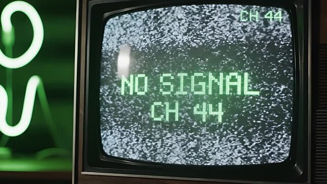 Vintage Television Displaying No Signal Message on Channel 44.