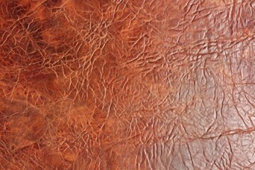 Fototapeta premium Close-up of textured brown leather showing natural creases and fine cracks, highlighting its rich color and detailed surface pattern.
