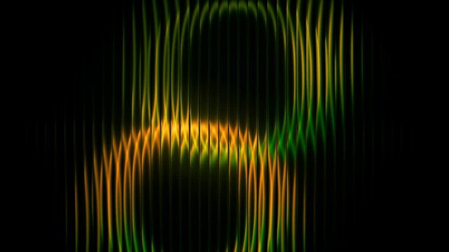 Seamless loop of glowing green and yeallow abstract light waves
