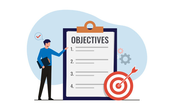 Businessman is setting objectives to achieve success. Making prioritize and action plan.
