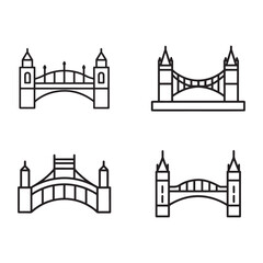 Obraz premium Tower Bridge London iconic landmarks illustrations set famous bridges in London architecture and engineering marvels travel and tourism concept