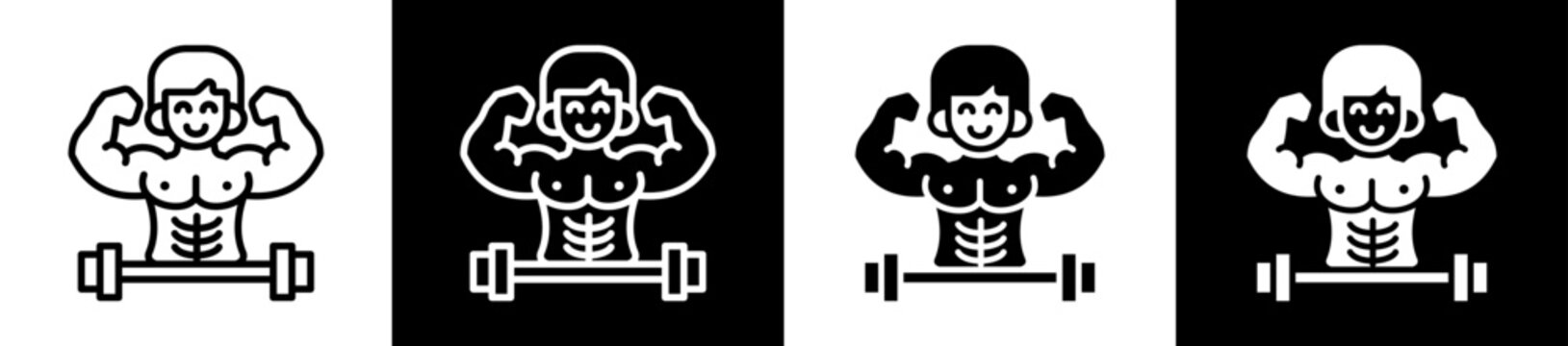 Core Strength Icon Set In Black And White Filled Style Collection