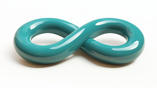 Teal infinity symbol, 3D render on white background. (3)