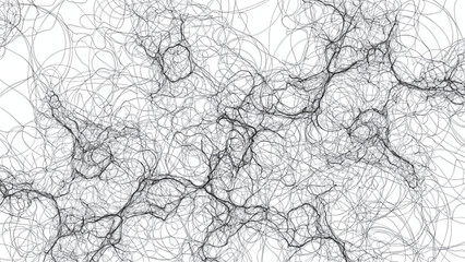 Obraz premium Intricate network of tangled lines and scribbles on a white background.