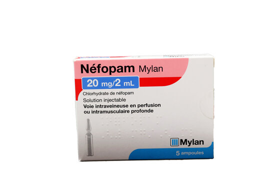 Boite de 2 ampoules de Nefopam de chez Mylan