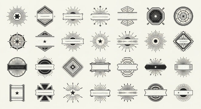Collection of Vintage Decorative Frames and Ornate Emblems.