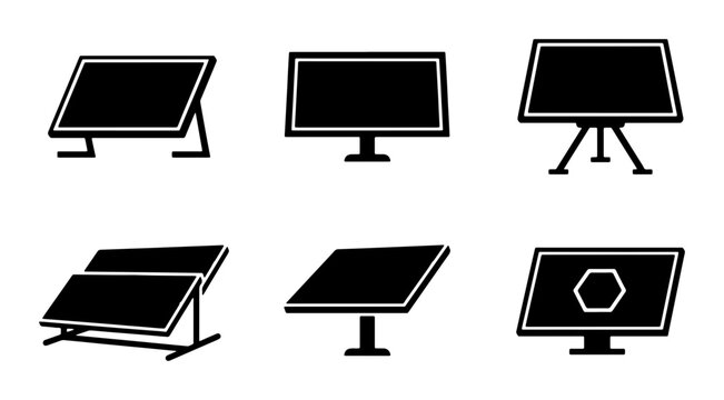 Digital Display Icons, Screen Set, Monitor Graphics, Technology Presentation Vector Graphics